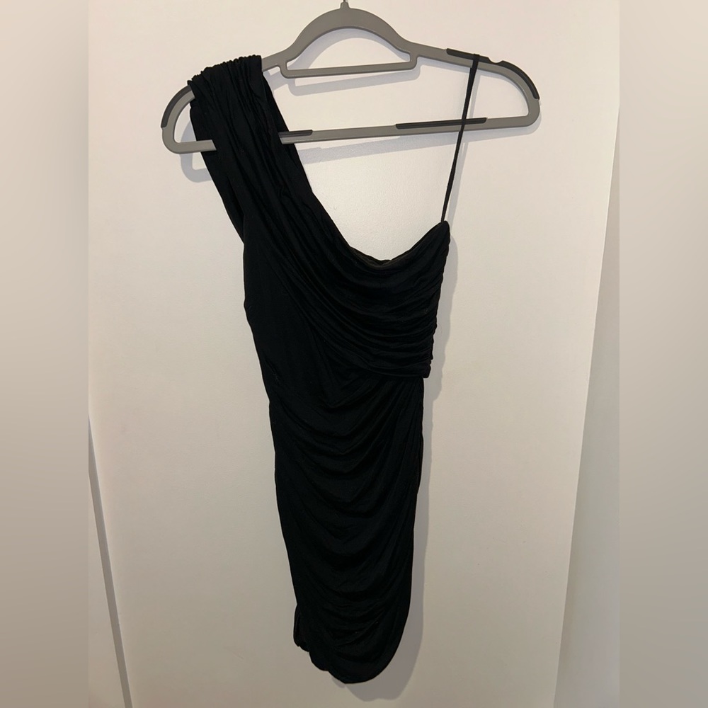 Black one shoulder mini dress